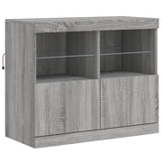 Buffet credenza cassettiera armadio mobile contenitore organizer per cucina soggiorno salotto con luci LED Sonoma 81 x 37 x 67 cm grigio 02_0030084