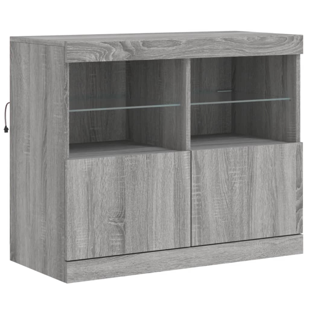 Buffet credenza cassettiera armadio mobile contenitore organizer per cucina soggiorno salotto con luci LED Sonoma 81 x 37 x 67 cm grigio 02_0030084