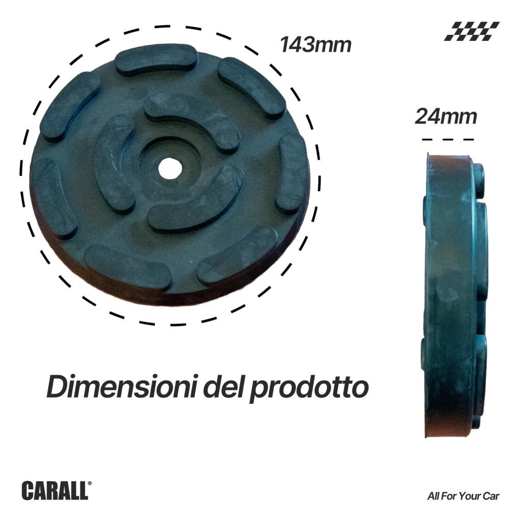 4 Pezzi Tamponi a Cuffia in Gomma Tondo 143x24mm con Foro e Lunetta