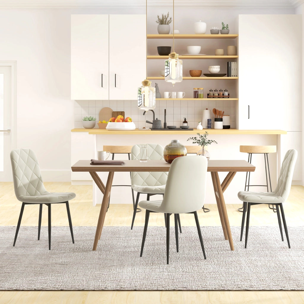 Sedia da Pranzo Imbottita con Schienale Alto ¨C Zephmum ¨C Tessuto Velluto Crema