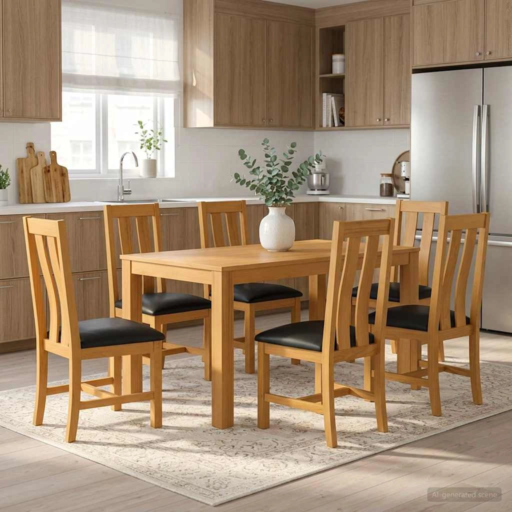 Set da pranzo 7 pz Nero Legno di Quercia Massello 3430373