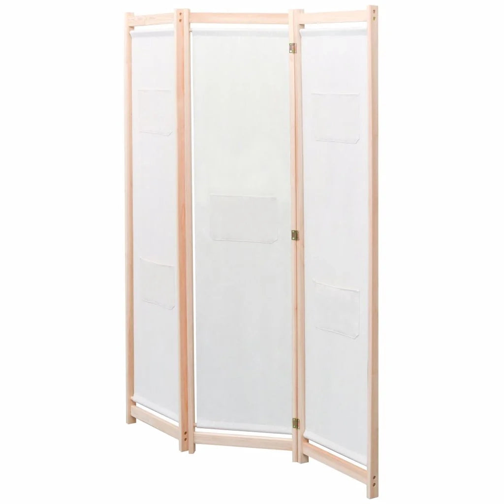 Paravento divisorio divisorio mobile decorativo 3 pannelli crema 120x4 cm tessuto 0802095