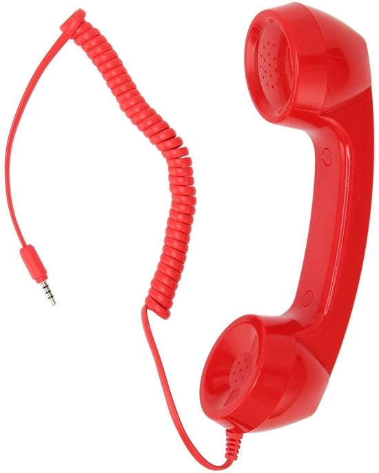Telefono retro per smartphone - ricevitore cellulare - interruttore di suono - rosso - cavo spirale - smartphone - compatibile con smartphone - modello