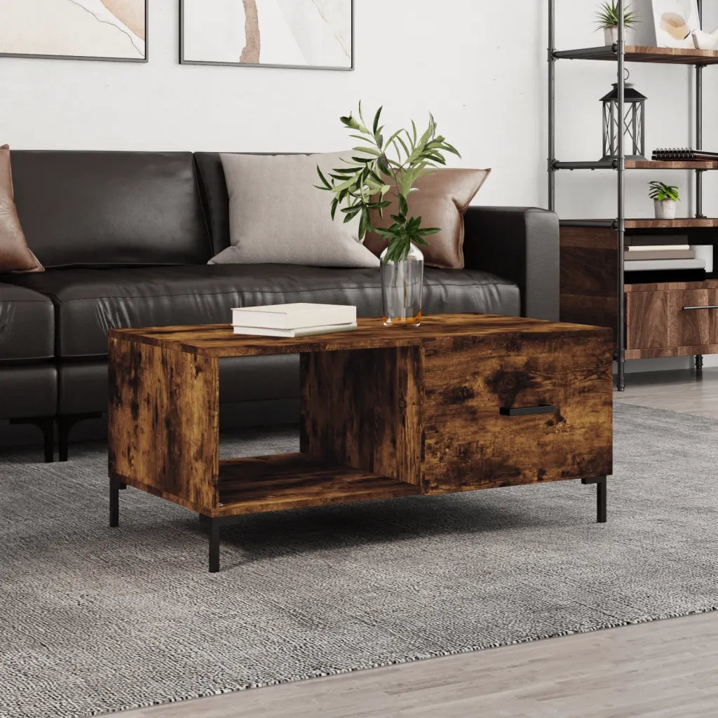Tavolino da Salotto-Tavolino da soggiorno-Tavolo Rovere Fumo 90x50x40cm in Legno Multistrato 953406