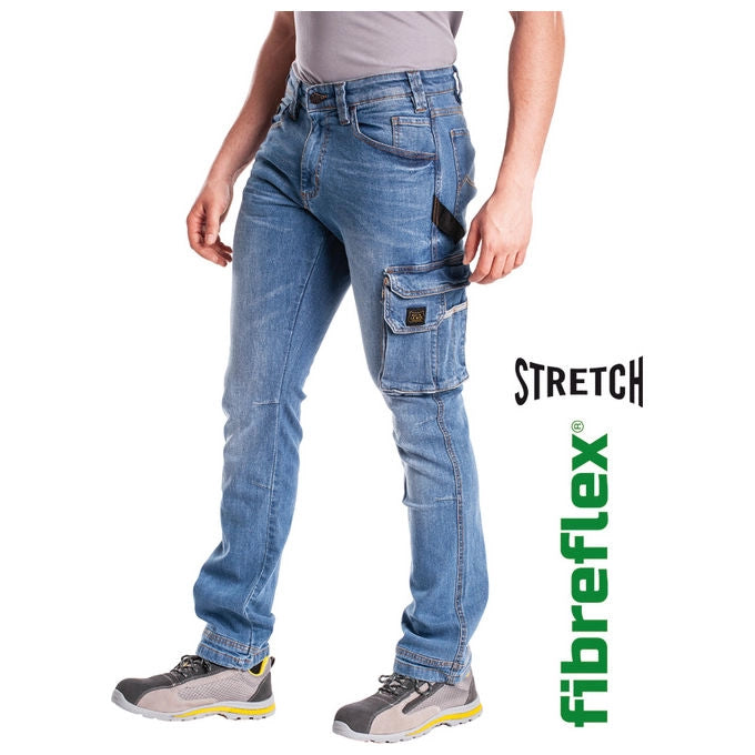 Rica Lewis 5429928 JOB1 Jeans da Lavoro Multitasche Stretch Fibreflex Gamba Dritta Regular colore Denim