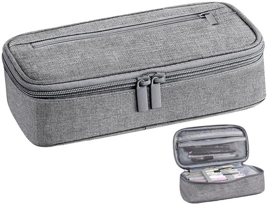 Etui per matite, grande borsa, etui unisex con cerniera, adatto per attrezzature da ufficio per adulti in camere da studio (grigio)