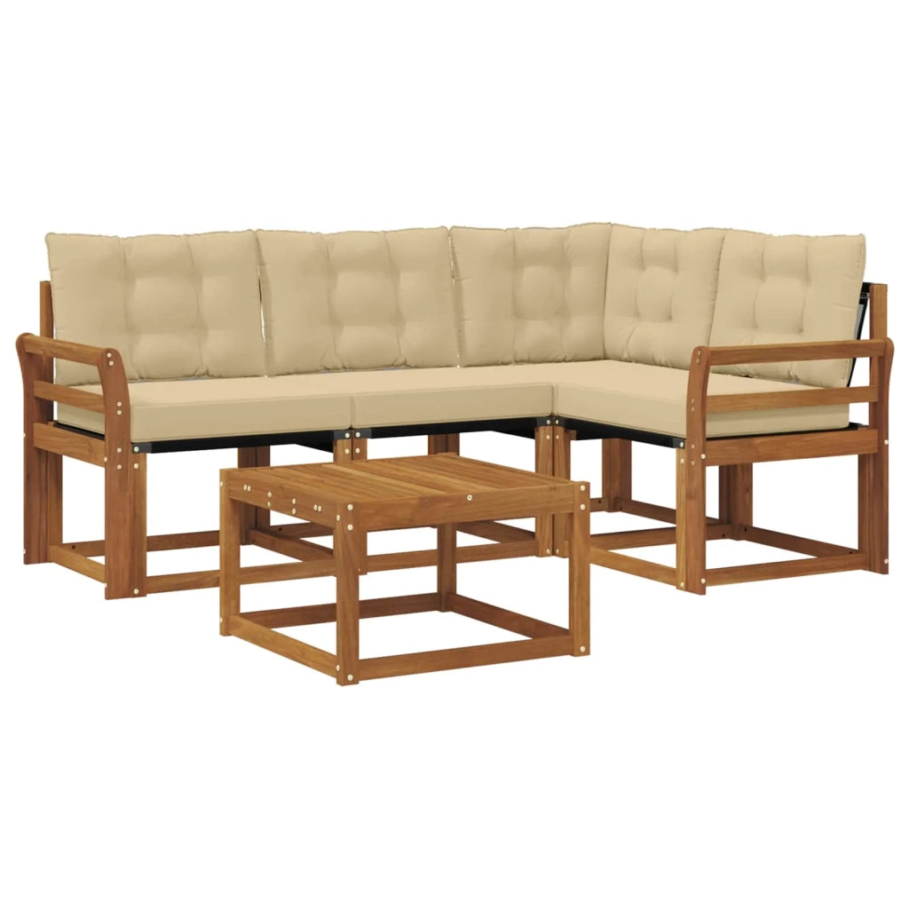 Set di divani da esterno con cuscino 5 pcs Naturale e Beige 3368644