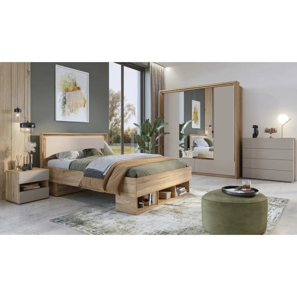 Letto VOX 140 x 200 cm con 3 nicchie e spazi per cassetti - Senza rete