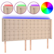 Testiera | Testata a LED Cappuccino 183x16x118/128 cm in Similpelle