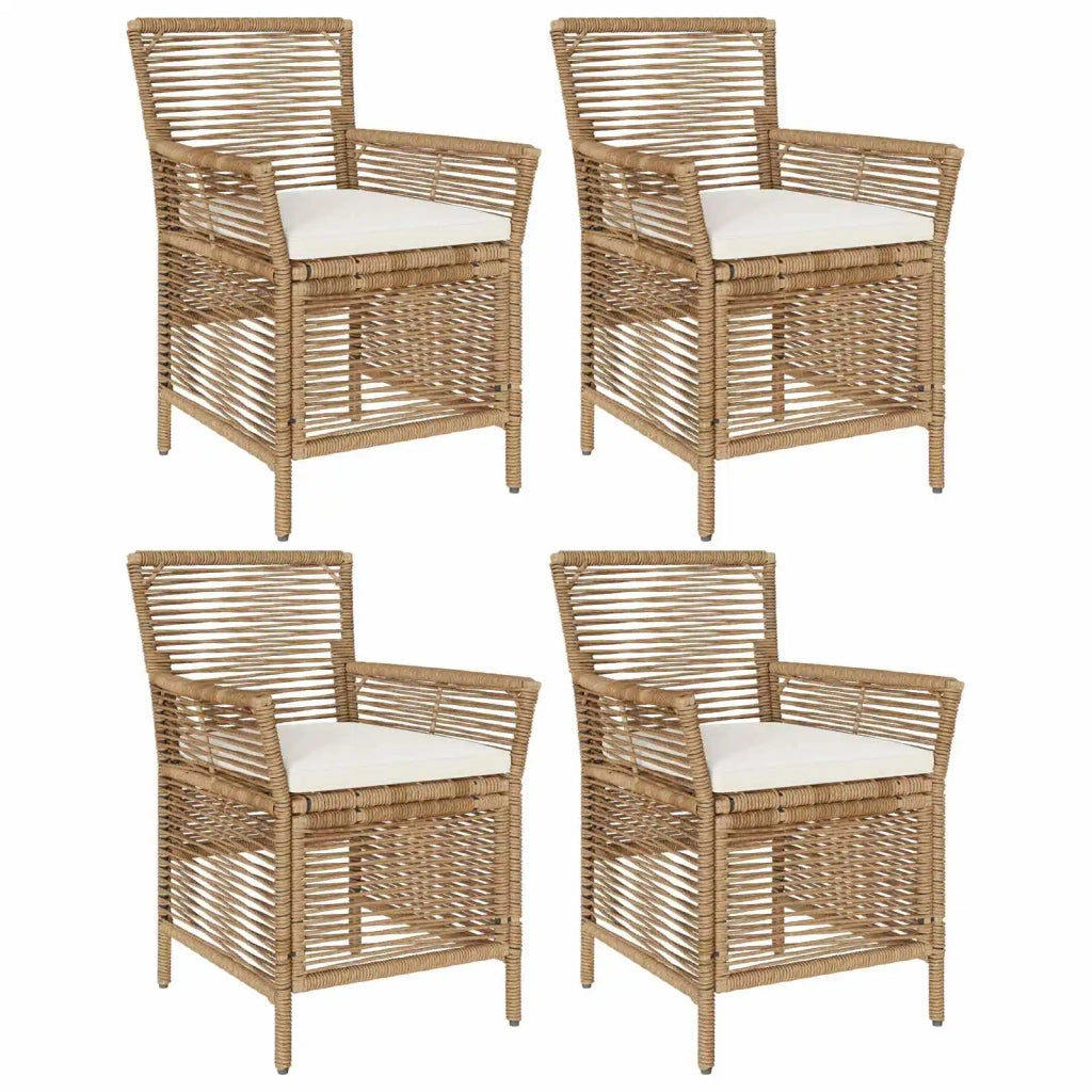 Sedia da esterno con cuscino 4 pcs Beige e Crema polyrattan