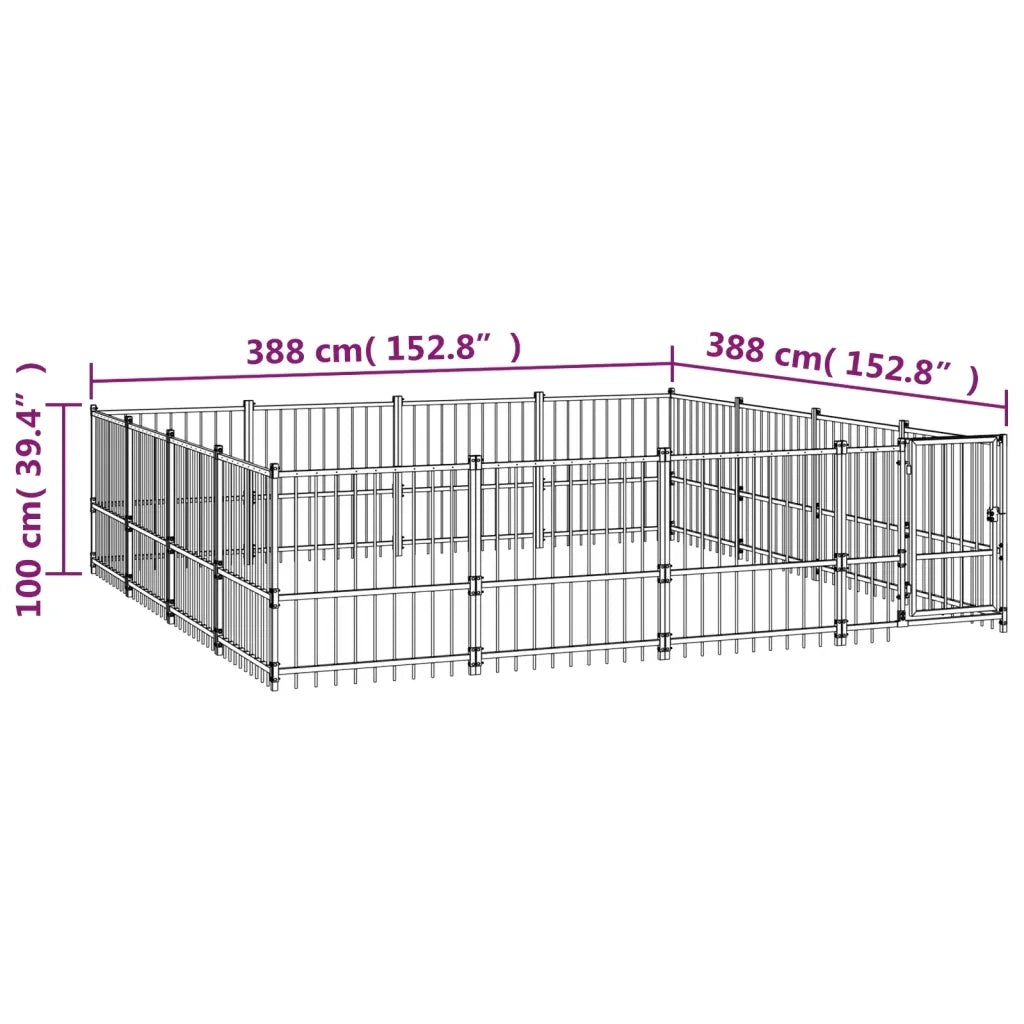 Gabbia per Cani da Esterno in Acciaio 15,05 m² 3124626