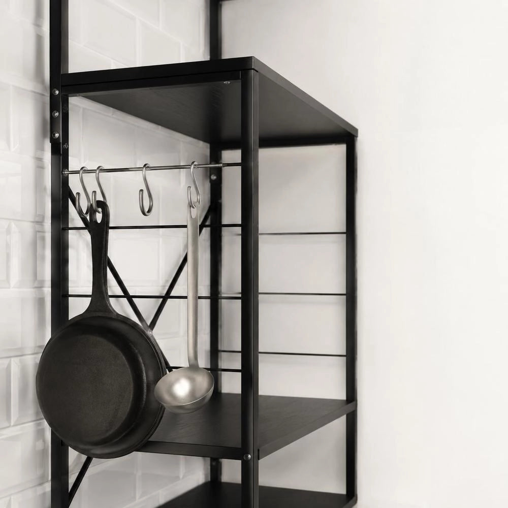 Microwave Shelf, Black, 60x39.6x123 Cm, Wood-based Material