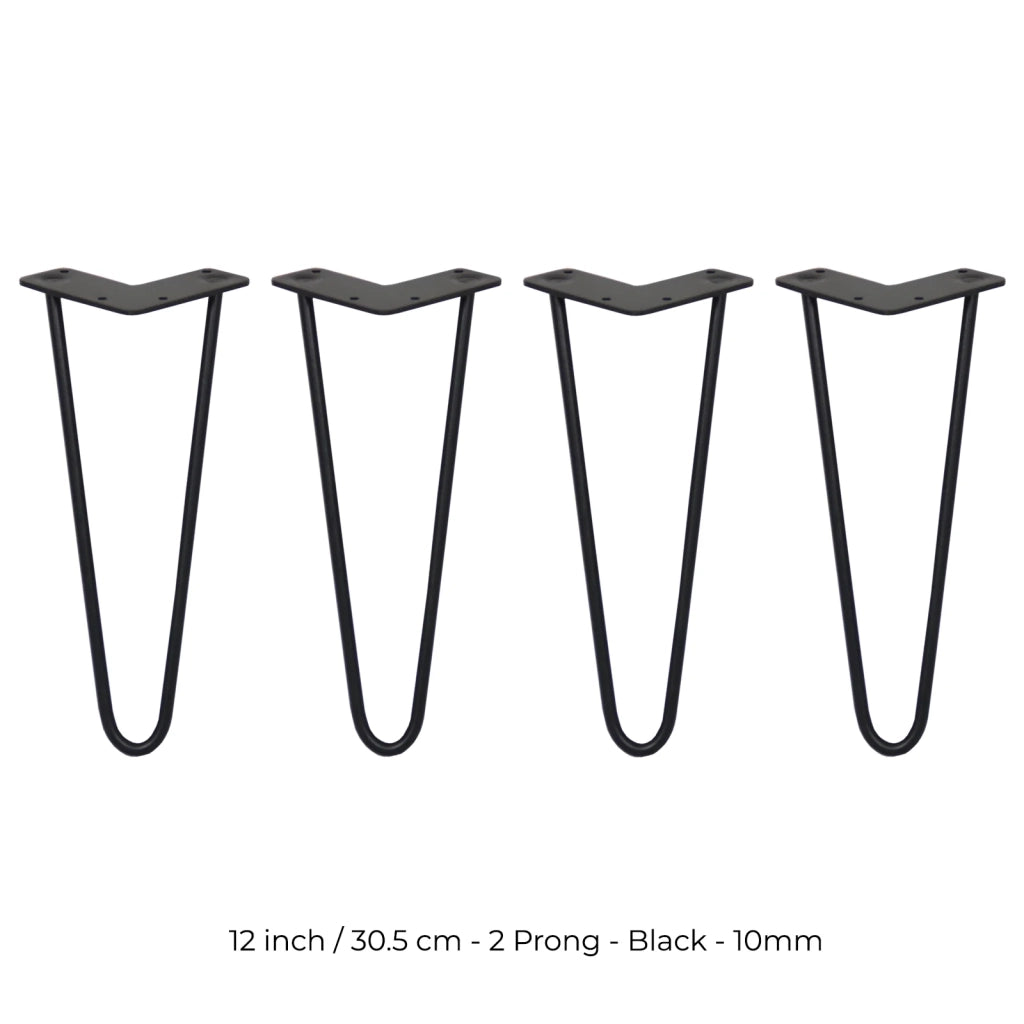 4 Gambe per Tavolo a Forcina SkiSki Legs 30,5cm Acciaio Nero 2 Rebbi 10mm