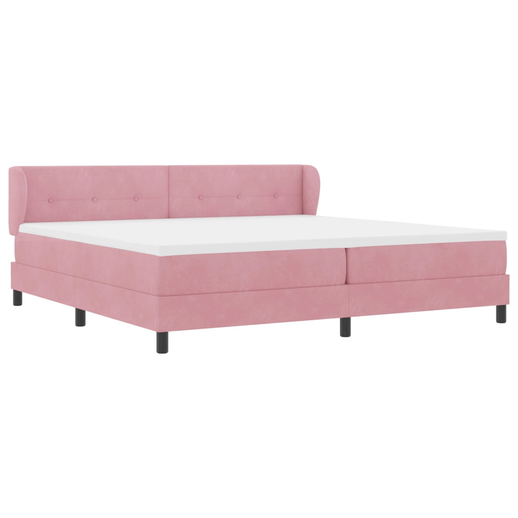 Letto Box Spring con Materasso Rosa 200x200 cm Velluto