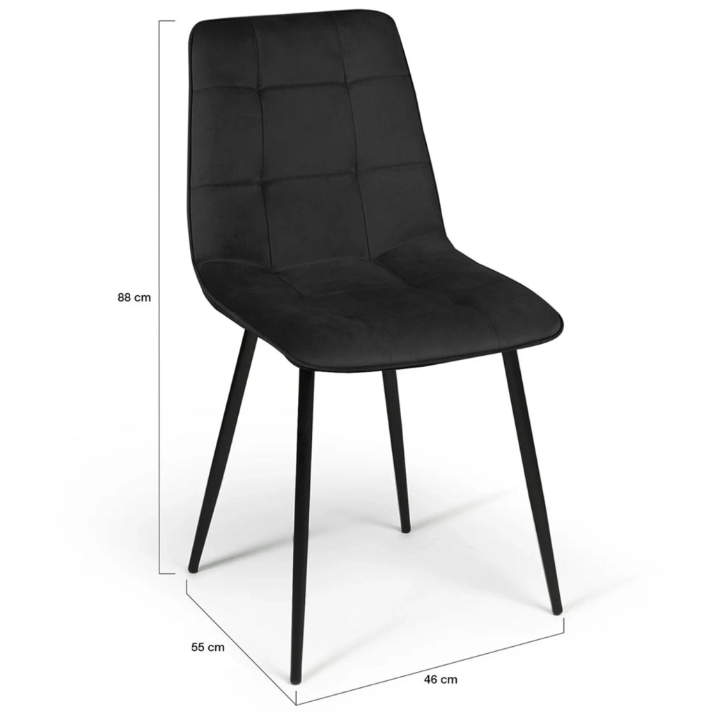 IDMarket - Set di 4 sedie da pranzo MILA in velluto nero