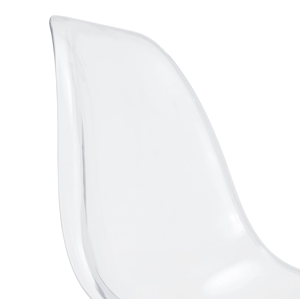 Set 4 sedie da pranzo in plastica trasparente con gambe in metallo nero