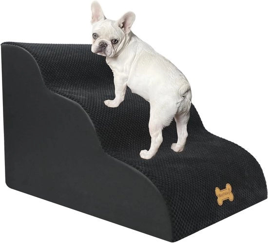 Scale per Animali Domestici a 3 Gradini con Schiuma di Alta Densità e Copertura Rimovibile - 60 x 40 x 40cm Nero
