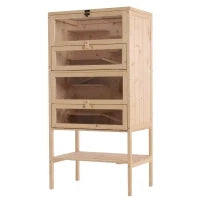 Gabbia per Criceti Roditori Porcellini d'India in Legno Massello Tetto Apribile 4 Ripiani Collegati con Rampe 60x40x120cm