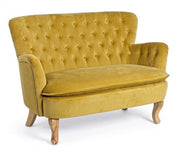 Divano 2 Posti 114x69x79 cm Orlins in Velluto Senape
