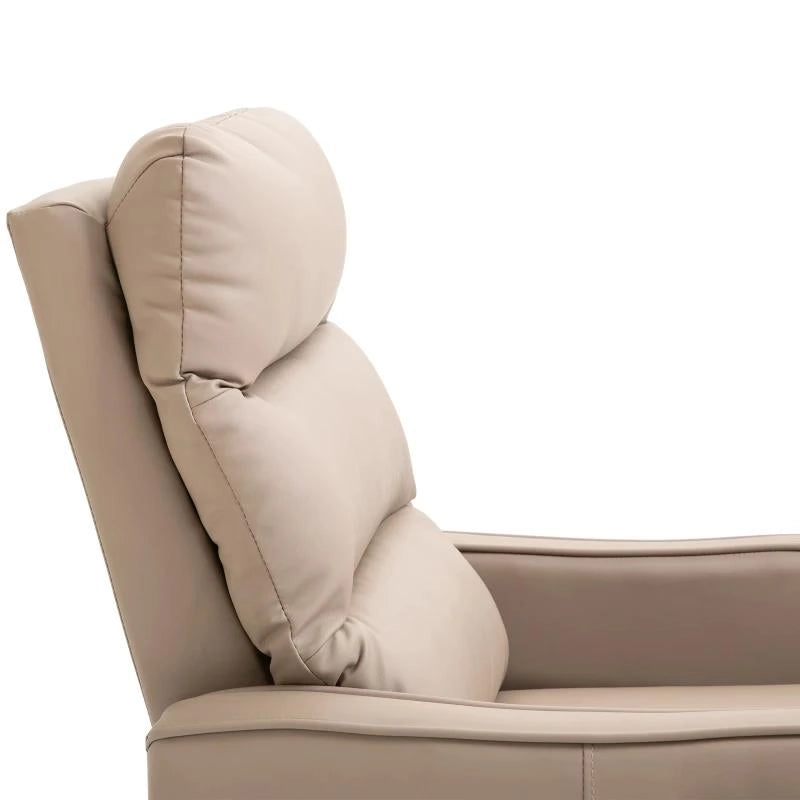 POLTRONA RECLINABILE 160¦ MAX CON POGGIAPIEDI, IN PELLE PU, LEGNO E ACCIAIO, 65X89X100 CM, MARRONE CHIARO