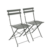 Set 2 sedie da giardino bistrot pieghevole in metallo, verde kaki