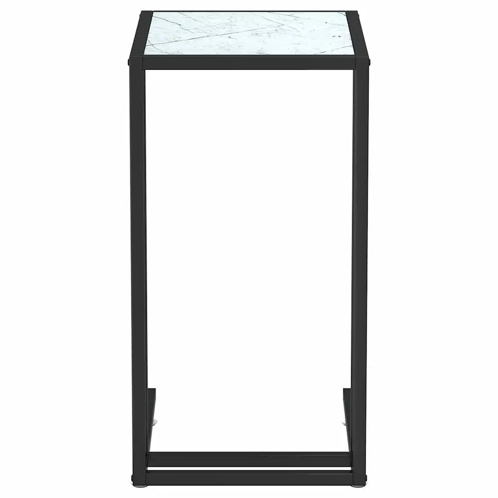 Tavolino | Tavolo laterale per Computer Marmo Bianco 50x35x65 cm Vetro Temperato