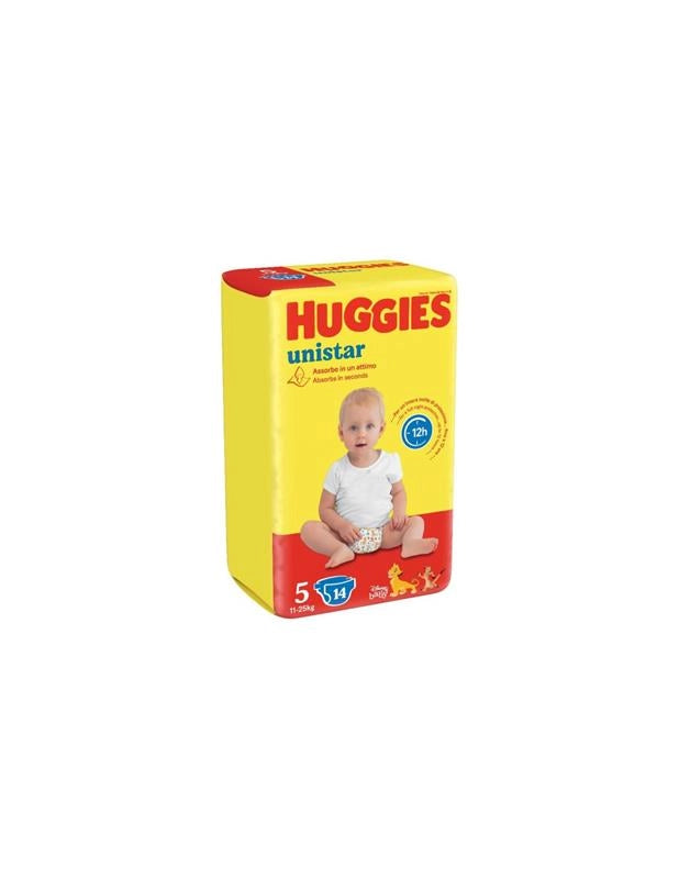 PANNOLINI HUGGIES UNISTAR TAGLIA 5 JUNIOR 14 PEZZI