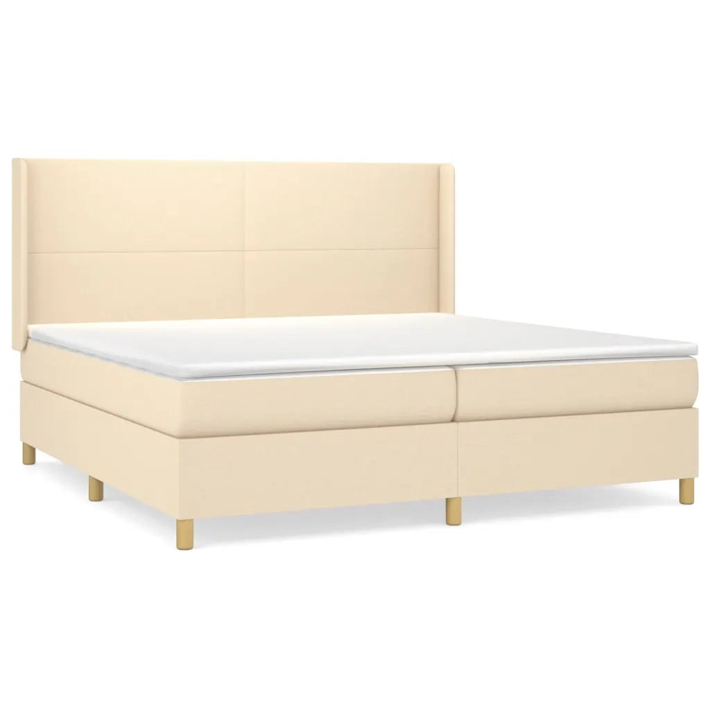 Giroletto a Molle con Materasso Crema 200x200 cm in Tessuto 3131862