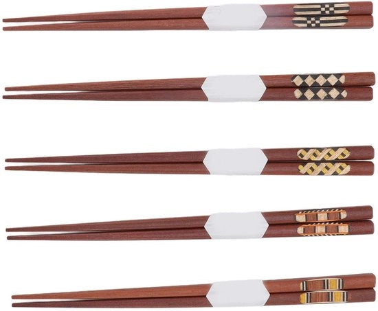 Stecchini in Legno Reutilizzabili - 5 Paia - Rood Sandalo - Disegno Antiscivolo - Sostenibile - Leggeri - Spiedini di Cibo