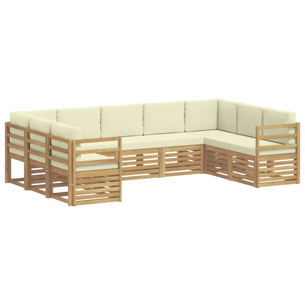 Set divano sezionale 9 pcs Bianco e Crema Poliestere 3392485