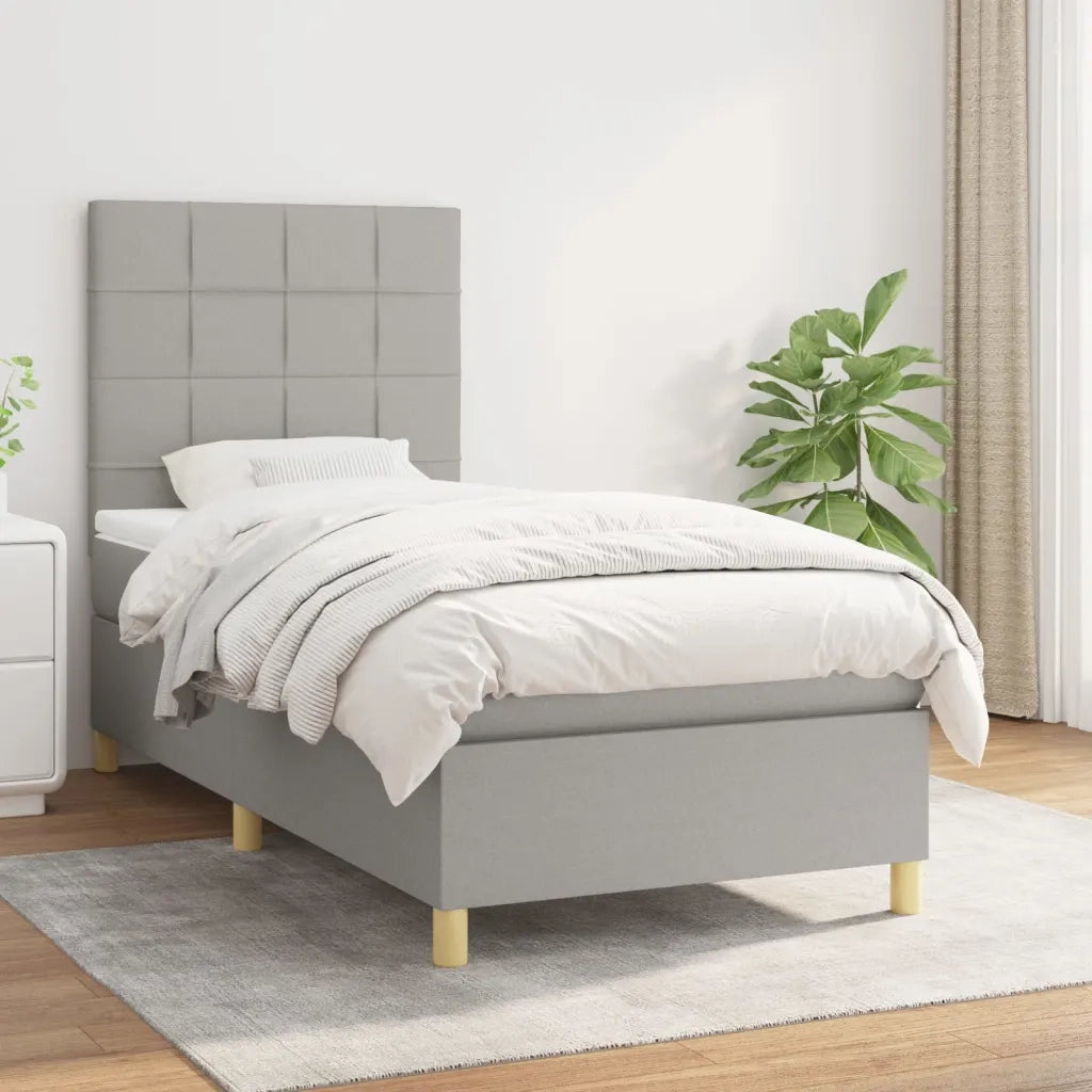 Giroletto a Molle con Materasso-Struttura Letto Grigio Chiaro 80x200 cm Tessuto 989180