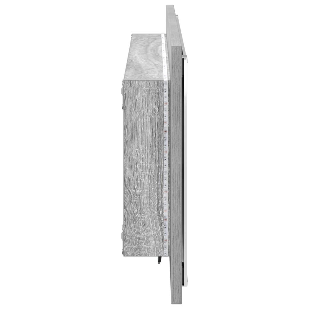 Specchio da Bagno con Luce LED Grigio Sonoma 90x8,5x37 cm