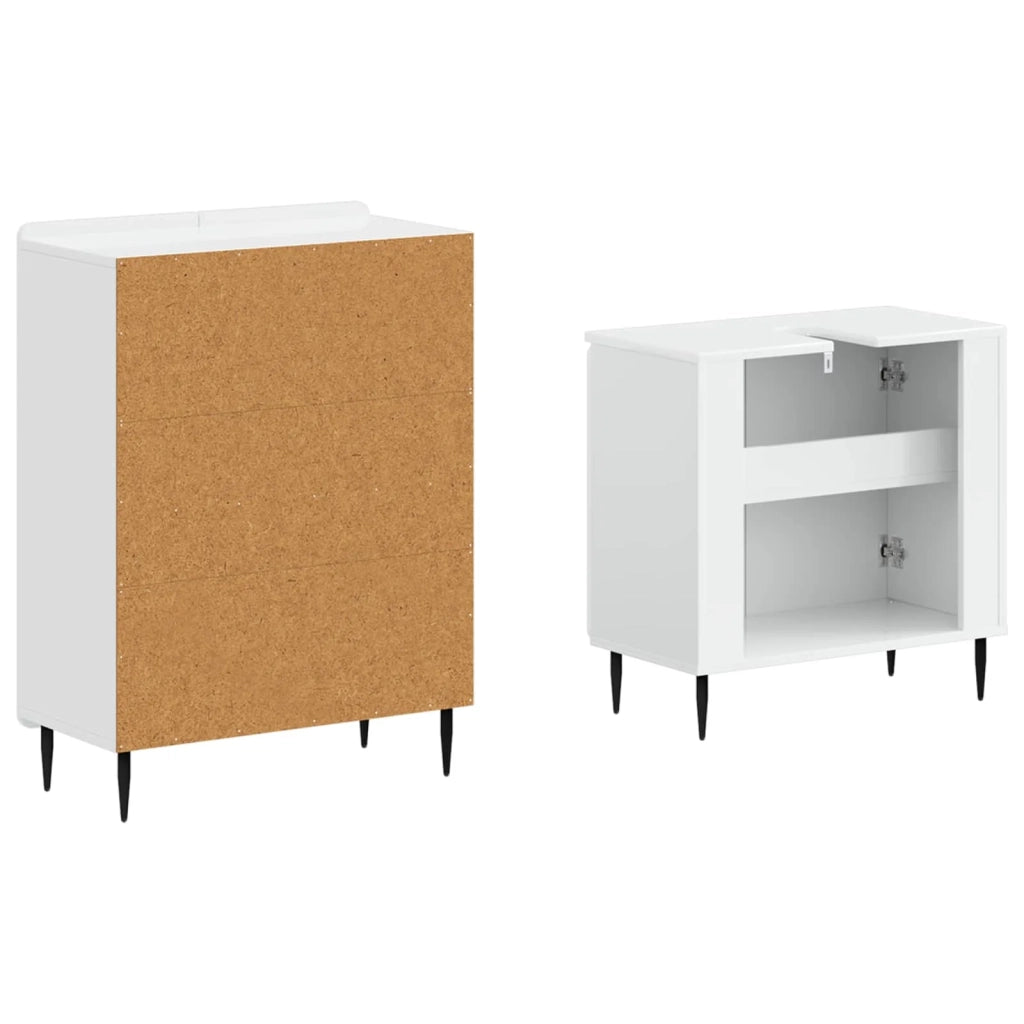 Set di Armadi da Bagno da 2 Pezzi ZWOLLE Bianco Lucido 3417598