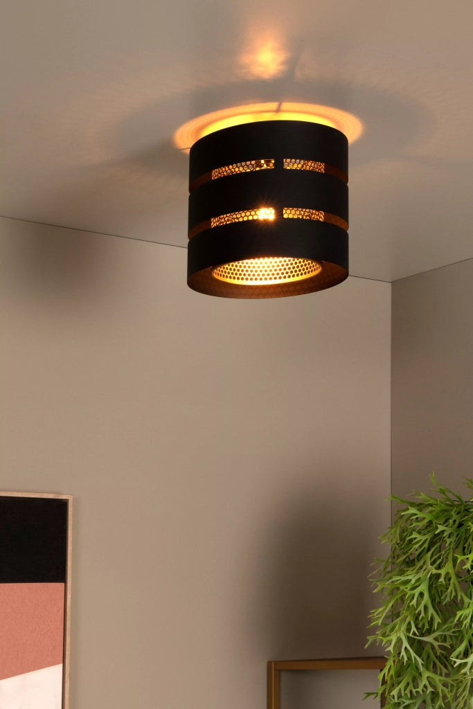 Plafoniera moderna nero oro ROSAS in metallo E27 40W Lucide