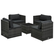 Set Divani da Giardino 5 pz con Cuscini in Polyrattan Grigio 48148