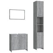 Set Mobili da Bagno | Armadio da bagno 3 pz Grigio Sonoma in Legno Multistrato