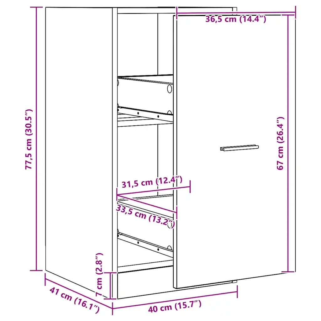 Armadietto da Farmacia Rovere 40x41x77,5 cm in Truciolato