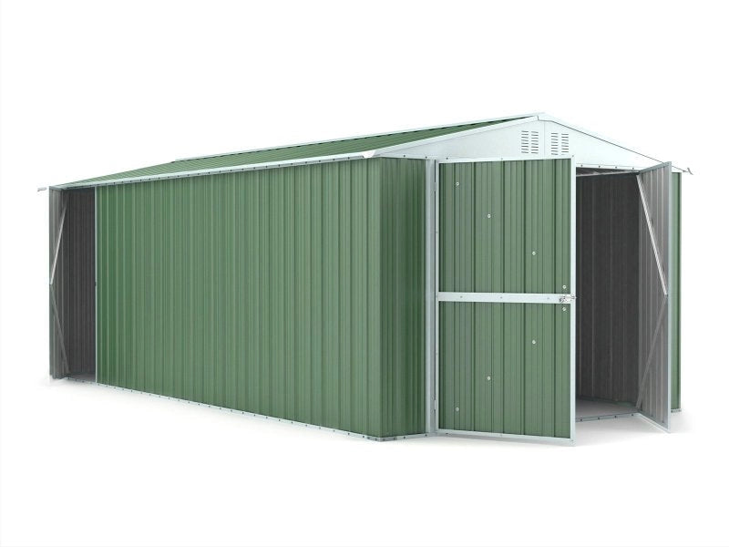 Casetta Box da Giardino in Lamiera di Acciaio Porta Utensili 327x611x235 cm Enaudi Verde