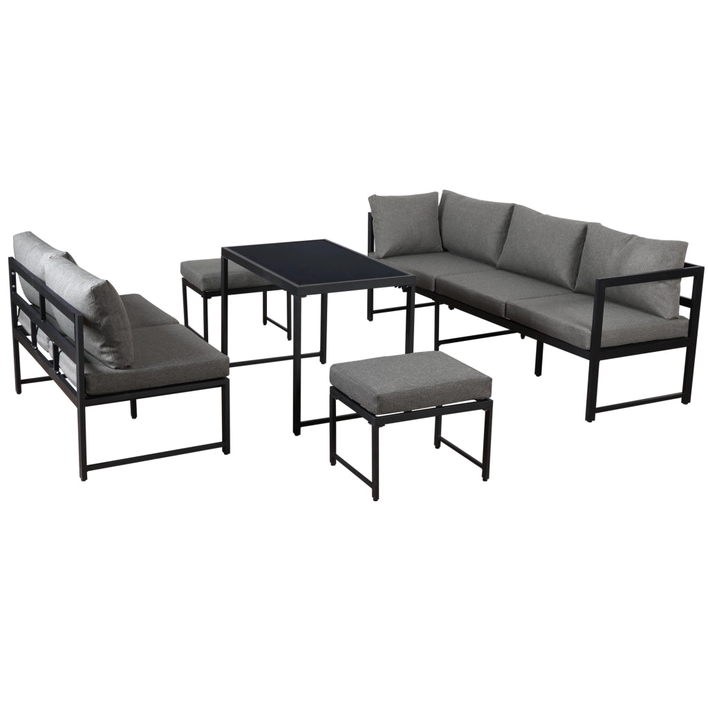 Set Lounge da Giardino Reclinabile ¨C MINIMAL ¨C Alluminio, Cuscini, Grigio