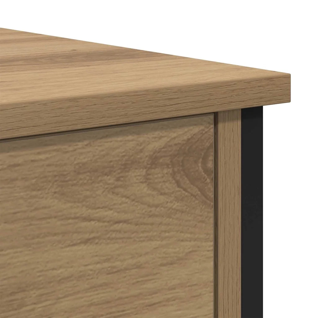 Comodino | Armadio da Notte | Mobiletto da notte Rovere artigianale 34 x 35,5 x 45 cm Legno multistrato