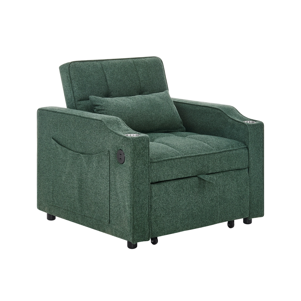 Divano Letto con USB ¨C MINIMAL ¨C Verde, Trasformabile