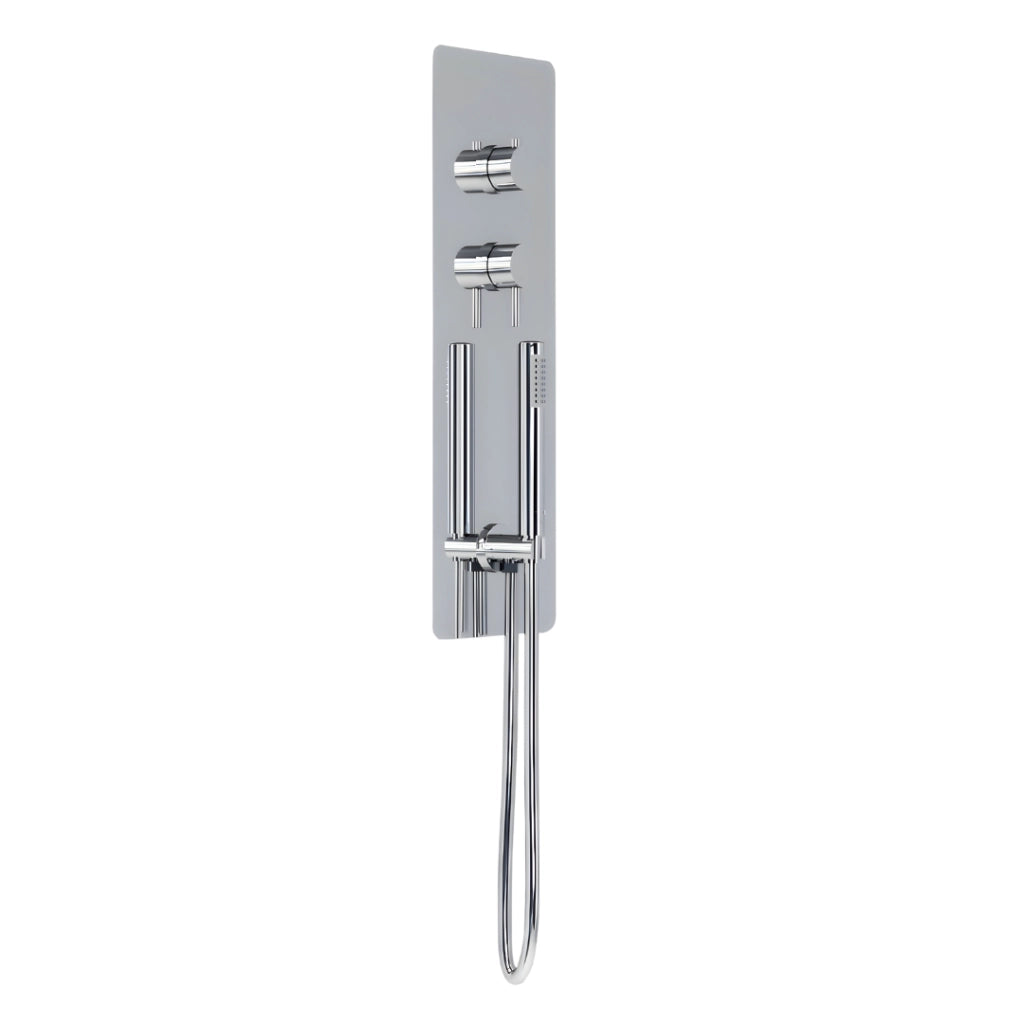 Wall kit a parete da incasso a muro acciaio inox + soffione doccia a parete acciaio inox punta quadrata con cascata