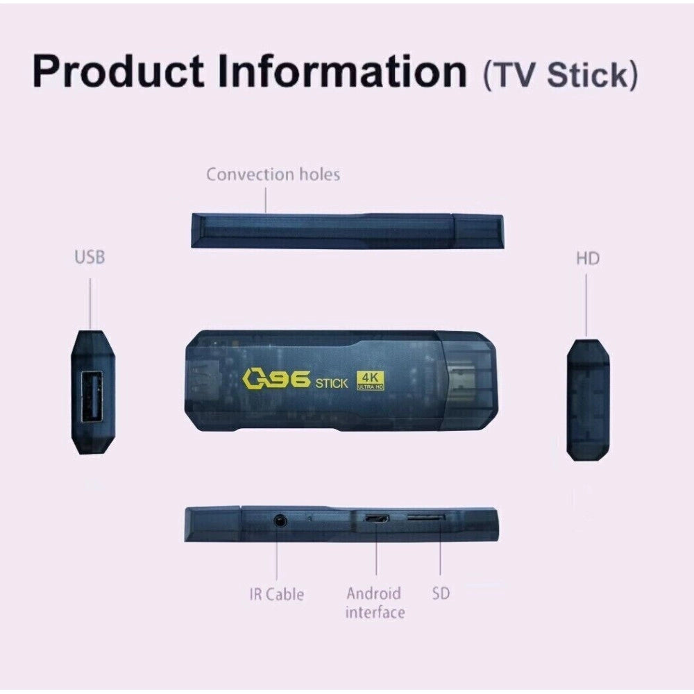 Trade Shop - Tv Stick 4k Ultra Hd Con Telecomando Lettore Multimediale 16gb+256gb Androidtv -