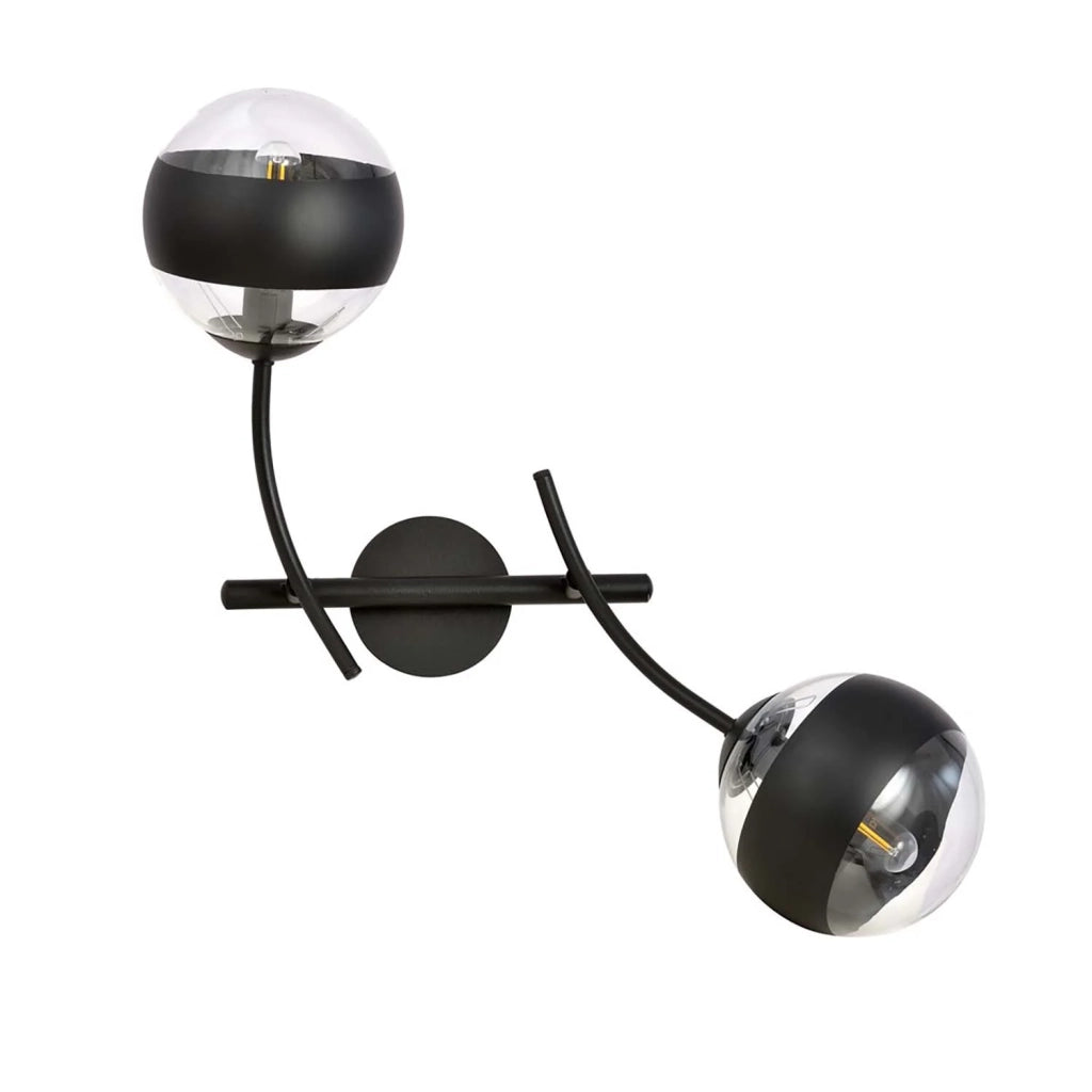 Applique Contemporaneo Oceano Acciaio Nero 2 Luci E14 Ip20