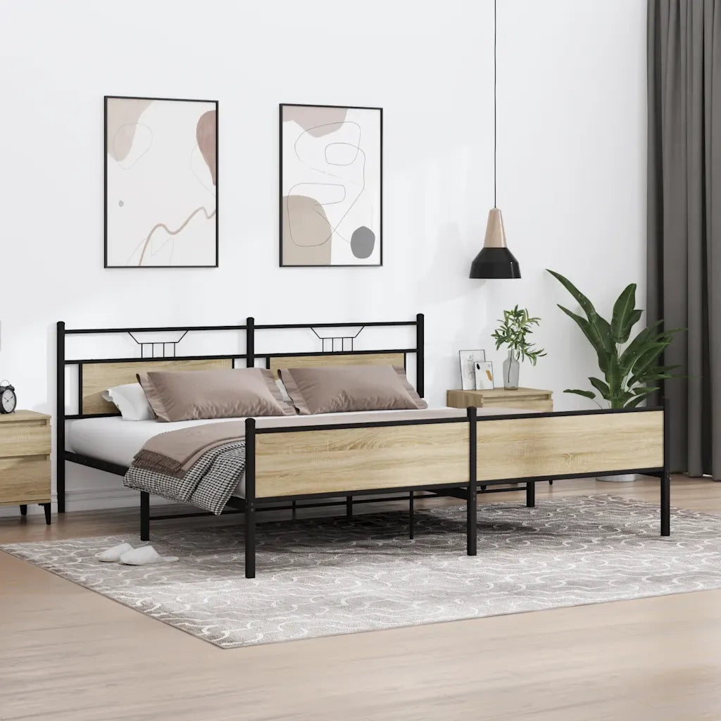 Giroletto senza Materaso in Metallo Rovere Sonoma 200x200 cm 3325128