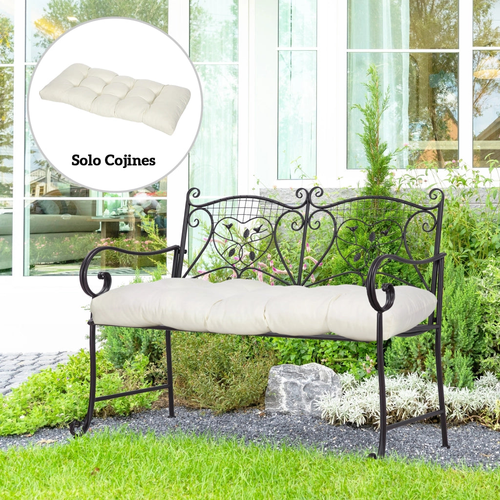 Cuscino per Divano 2 Posti Interno Esterno 110x48x8 cm Crema ¨C zephmum