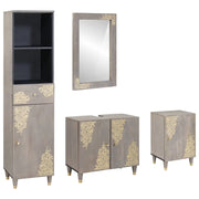 Set di Armadi da Bagno 4 pcs Grigio Legno di mango massello 3310155