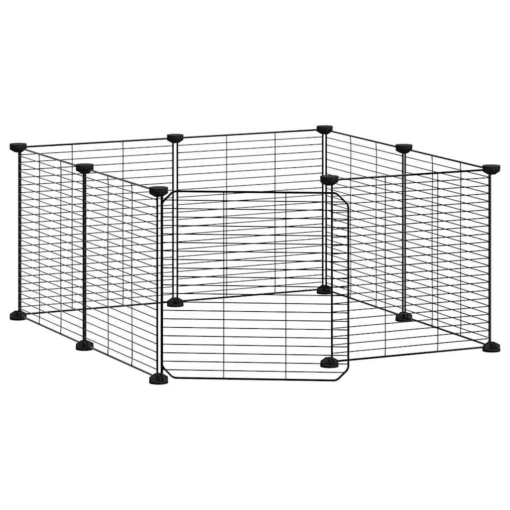 Gabbia per animali domestici a 8 pannelli con porta 35 x 35 cm nera 02_0041605