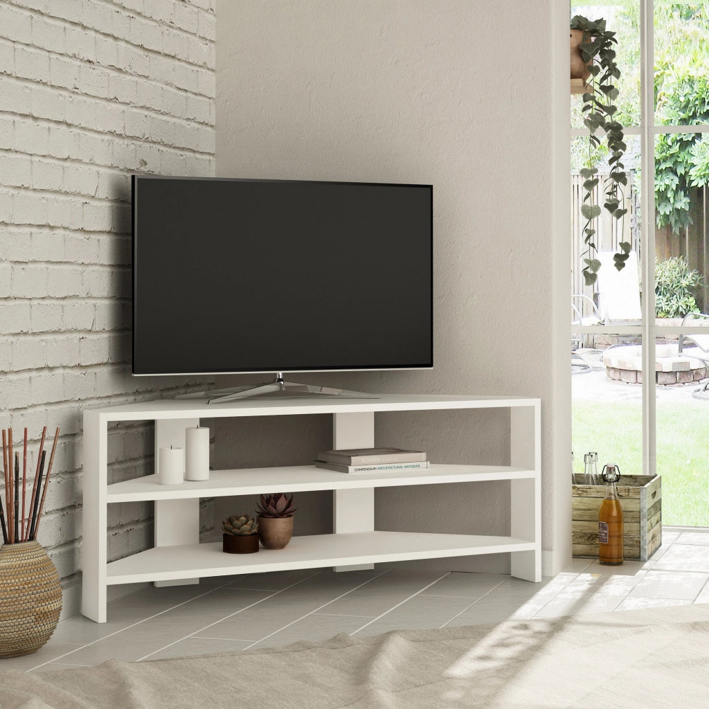 Porta TV in legno "ThalesCorner" - 110 x 36 x 45 cm - Bianco