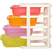 Trade Shop - Mini Scatola Di Immagazzinaggio Desktop Cassetto A 4 Strati Plastica Multicolore -